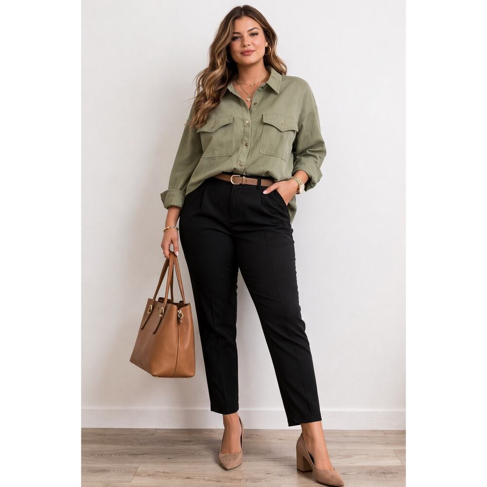Loucia Troye Button Down Sage Green Relaxed Tailoring Monochromatic Sz: L -NWT